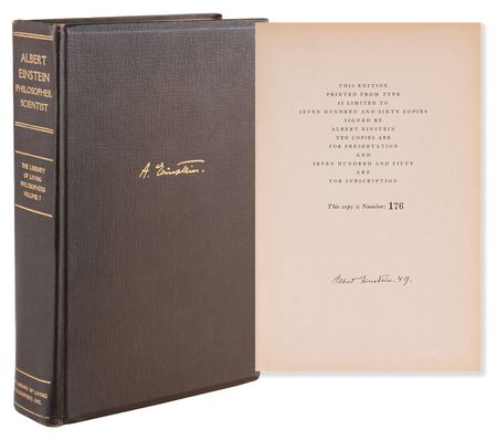 Lot #183. Albert Einstein Signed Book - Philosopher-Scientist (Ltd. Ed. #176/750)