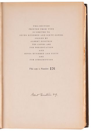 Lot #183 Albert Einstein Signed Book - Philosopher-Scientist (Ltd. Ed. #176/750) - Image 4