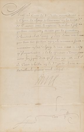 Lot #158 King Louis XIV Letter Signed - Military Promotion Issued at Versailles - Image 2