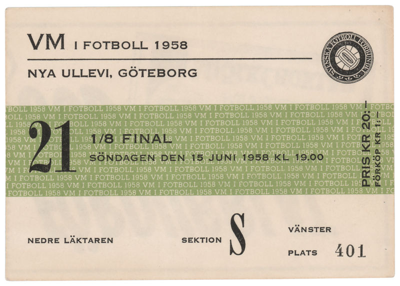 Lot 3259 Pele: 1958 FIFA World Cup Ticket Stub from Pele's Debut
