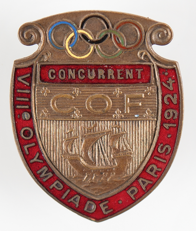 Lot 3154 Paris 1924 Summer Olympics Competitor's Participation Badge
