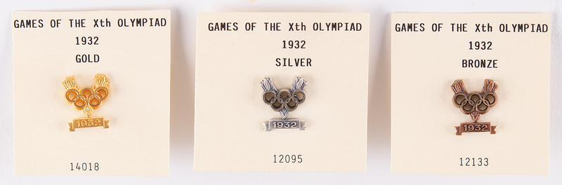 Lot 3164 Los Angeles 1932 Summer Olympics Set of (3) Winner's Medals Pins