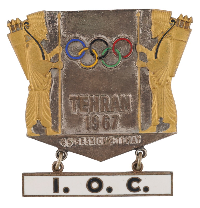 Lot 3192 65th IOC Official's Session Badge, Tehran (1967)