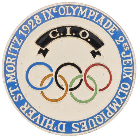 Lot #3159 St. Moritz 1928 Winter Olympics 'I.O.C.' Badge - Image 1
