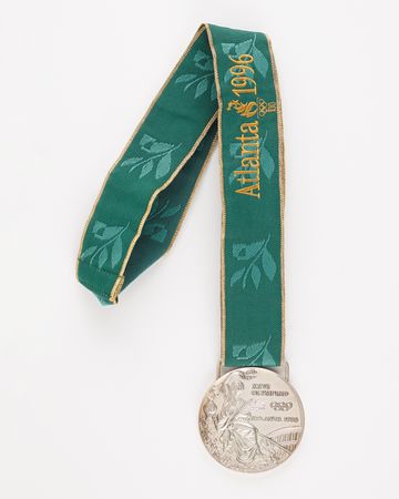 Lot #3094 Atlanta 1996 Summer Olympics Silver Winner's Medal for Gymnastics (Unawarded) - Image 1