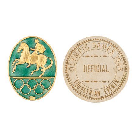 Lot #3171 London 1948 and Stockholm 1956 Summer Olympics Equestrian Official's Badges - Image 1