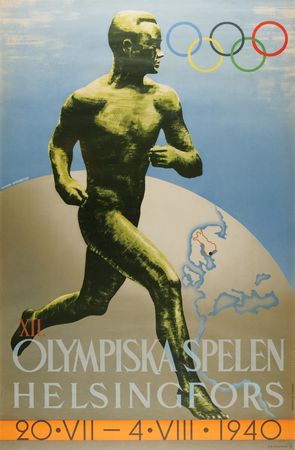 Lot #3217 Helsinki 1940 Summer Olympics Poster