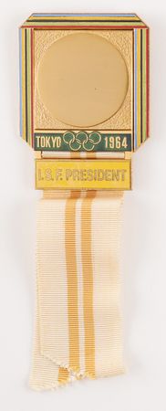 Lot #3183 Tokyo 1964 Summer Olympics ISF President Badge - Image 1