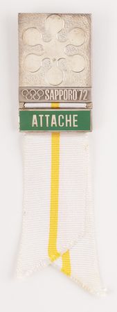 Lot #3201 Sapporo 1972 Winter Olympics Attache Badge and ID Card - Image 1