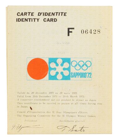 Lot #3201 Sapporo 1972 Winter Olympics Attache Badge and ID Card - Image 6