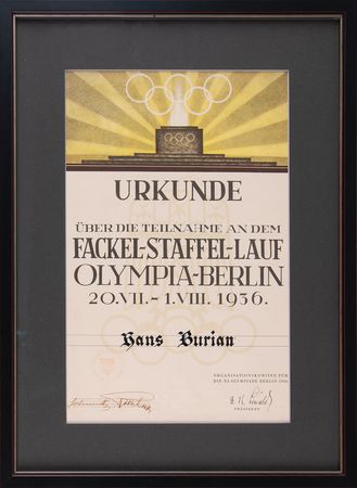 Lot #3002 Berlin 1936 Summer Olympics Torch with Official Torchbearer Participation Certificate - Image 8