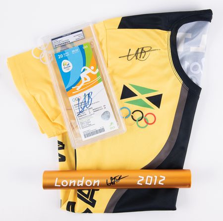 Lot #3257 Usain Bolt (3) Signed Items - Jersey,