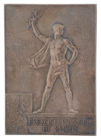 Lot #3106 Paris 1900 Olympics Silvered Bronze Participation Medal for Physical Exercises - Image 2