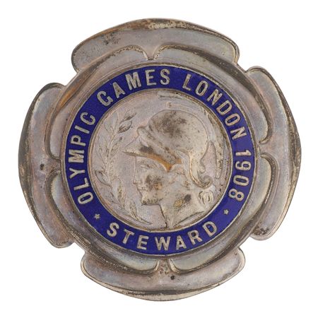 Lot #3137 London 1908 Olympics Steward Badge