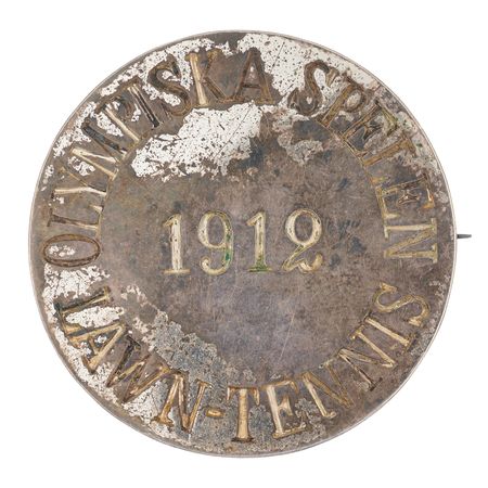 Lot #3149 Stockholm 1912 Olympics Tennis Badge