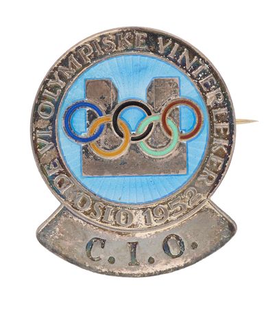 Lot #3175 Oslo 1952 Winter Olympics International Olympic Committee Badge - Image 1