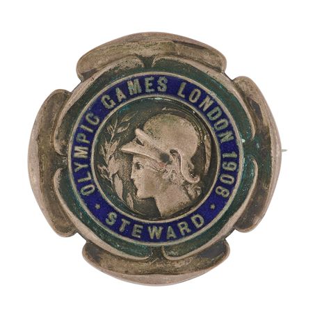 Lot #3143 London 1908 Olympics Steward Badge