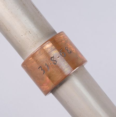 Lot #3011 Mexico City 1968 Summer Olympics Rare ‘Type 6’ Torch with Spanish Torch Relay Participation Medal - Image 6