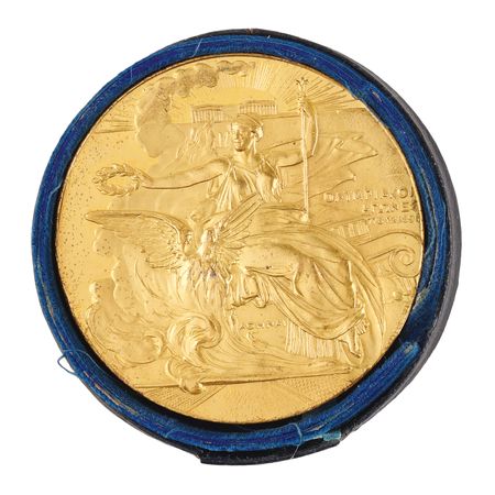 Lot #3104 Athens 1896 Olympics Gilt Bronze Participation Medal - Image 3