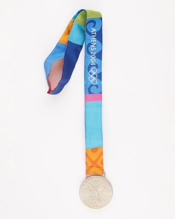 Lot #3097 Athens 2004 Summer Olympics Silver Winner's Medal for Taekwondo - Image 1