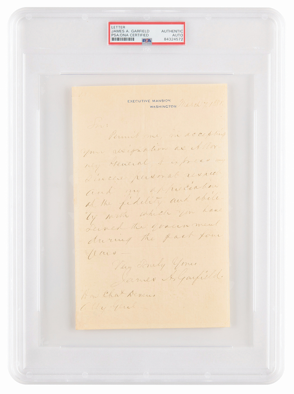 Lot 782 James A. Garfield Autograph Letter Signed as President