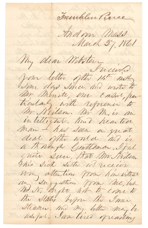 Lot 793 Franklin Pierce Autograph Letter Signed on the Eve of War - 