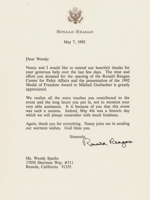 Lot 123 Ronald Reagan Typed Letter Signed on 