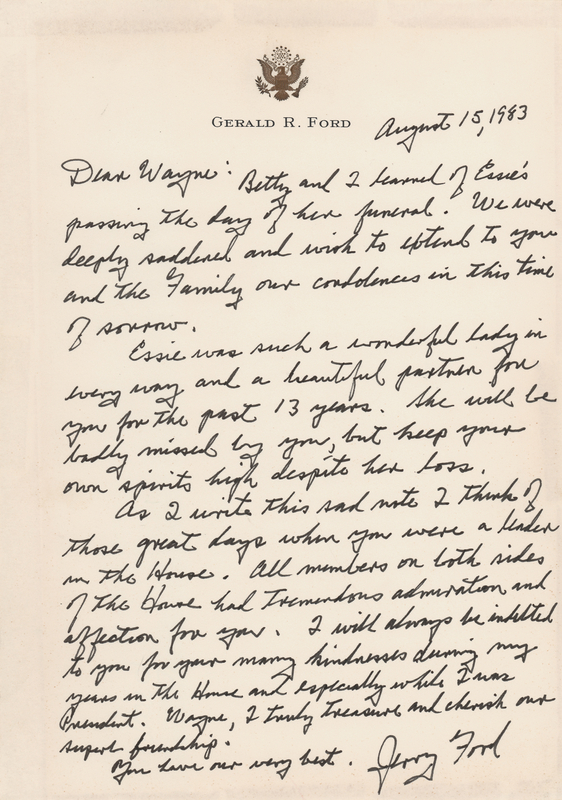 Lot 117 Gerald Ford Autograph Letter Signed to a Former Congressman: 