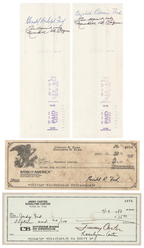 Lot 141 Gerald Ford and Jimmy Carter (4) Signed Checks
