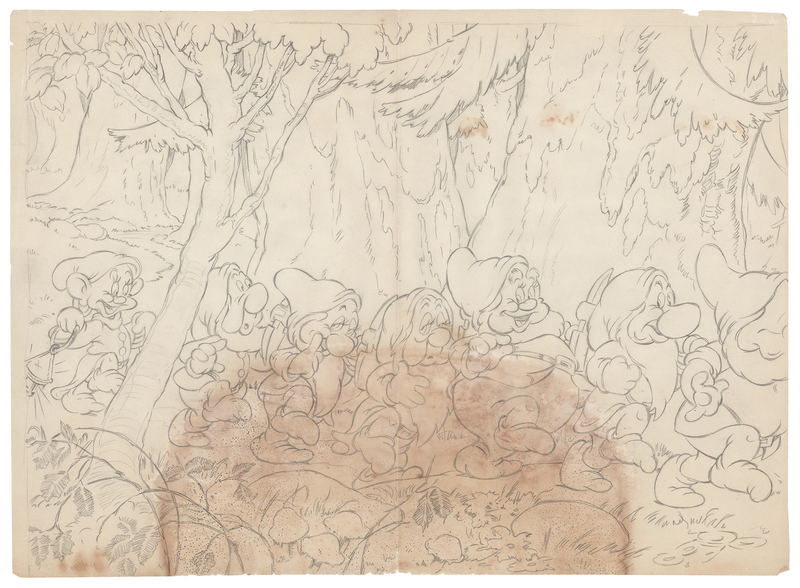 Lot 341 Seven Dwarfs drawing from Snow White and the Seven Dwarfs