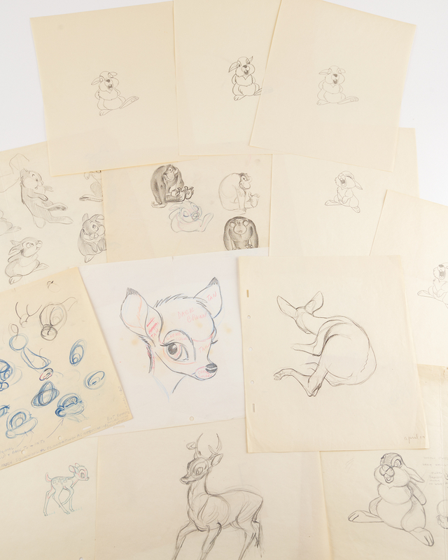 Lot 287 Archive of (18) concept and production drawings from Bambi