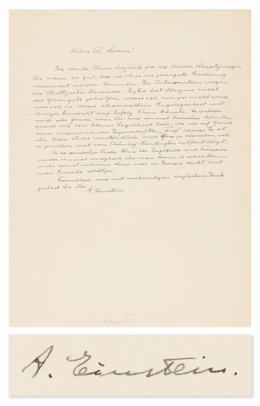 Lot 818 Albert Einstein Autograph Letter Signed on Prewar Politics: 