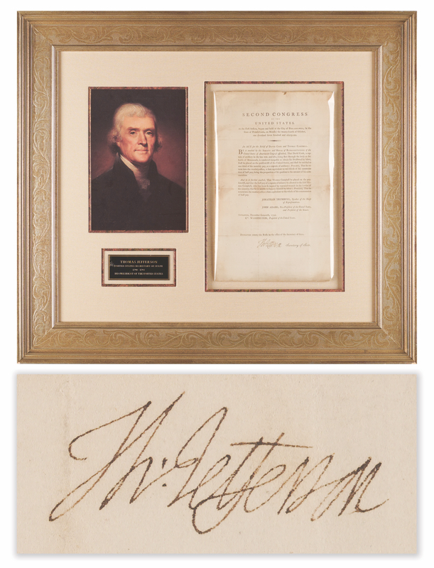 Lot 817 Thomas Jefferson Document Signed as Secretary of State, Granting a Pension to a Revolutionary War Officer 