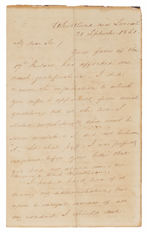 Lot 804 James Buchanan Autograph Letter Signed, Defending His Presidency: 