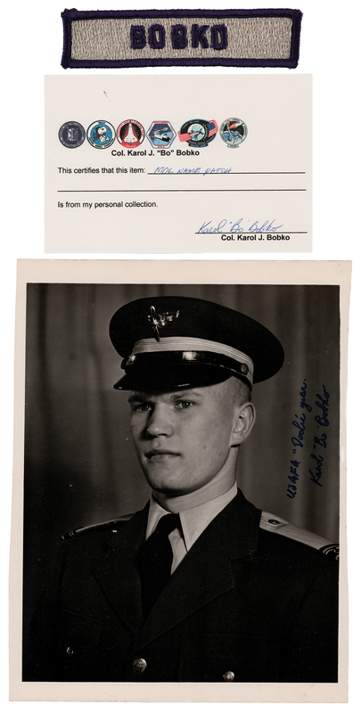 Lot 270 Karol Bobko's Manned Orbiting Laboratory (MOL) Name Patch and Signed Photograph