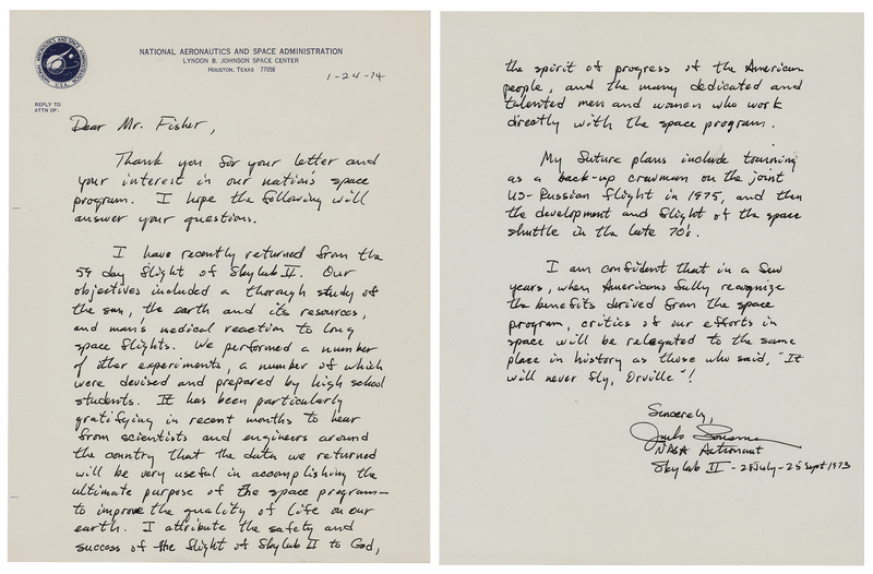 Lot 268 Jack Lousma Autograph Letter Signed: 