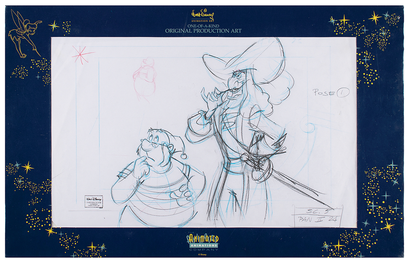 Lot 333 Captain Hook and Mr. Smee production panorama layout drawing from Return to Neverland