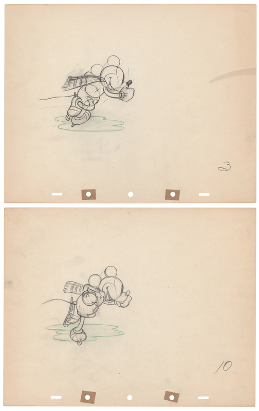 Lot 327 Mickey Mouse production drawings (2) from On Ice