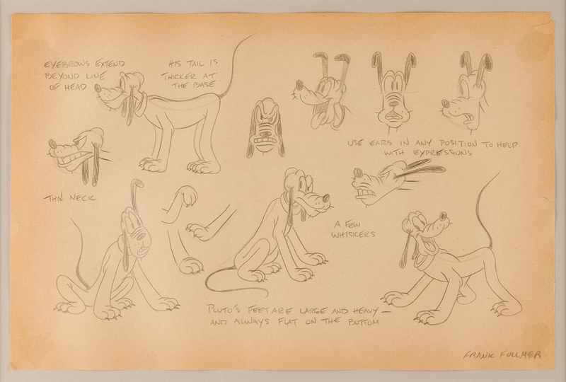 Lot 330 Frank Follmer preliminary model sheet drawing of Pluto