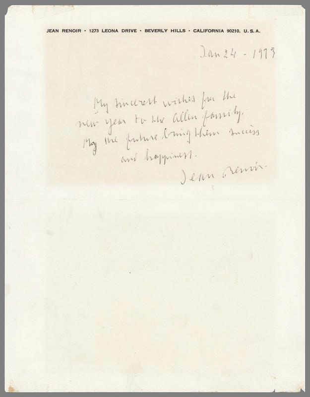 Lot 694 Jean Renoir Autograph Letter Signed