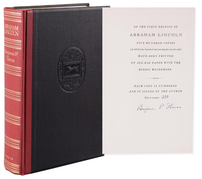 Lot 37 Abraham Lincoln: A Biography by Benjamin P. Thomas (Ltd. Ed. #250/500)