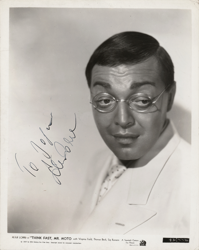 Lot 599 Peter Lorre Signed Photograph