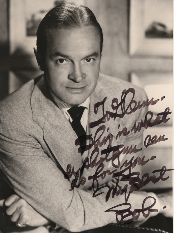 Lot 569 Bob Hope Oversized Signed Photograph to Glenn Ford