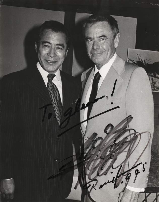 Lot 627 Toshiro Mifune Oversized Signed Photograph to Glenn Ford