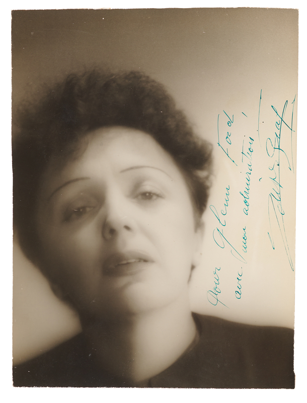 Lot 377 Edith Piaf Oversized Signed Photograph to Glenn Ford