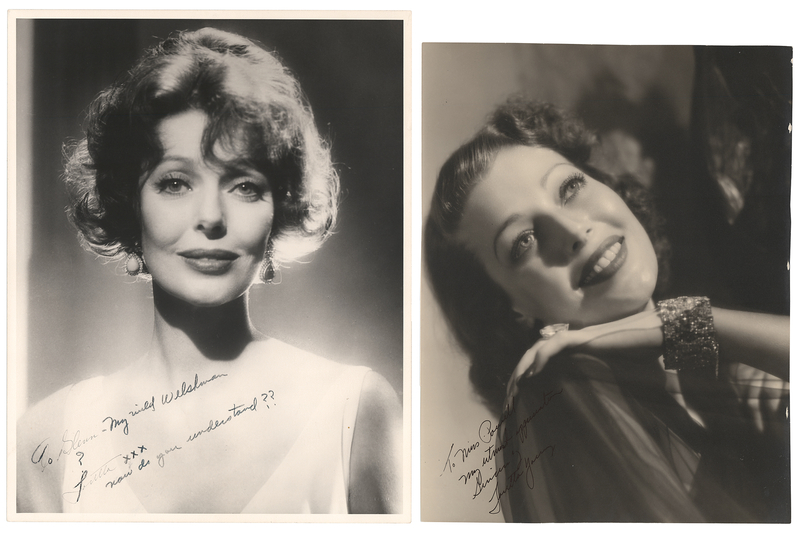 Lot 750 Loretta Young (2) Oversized Signed Photographs to Glenn Ford and Eleanor Powell