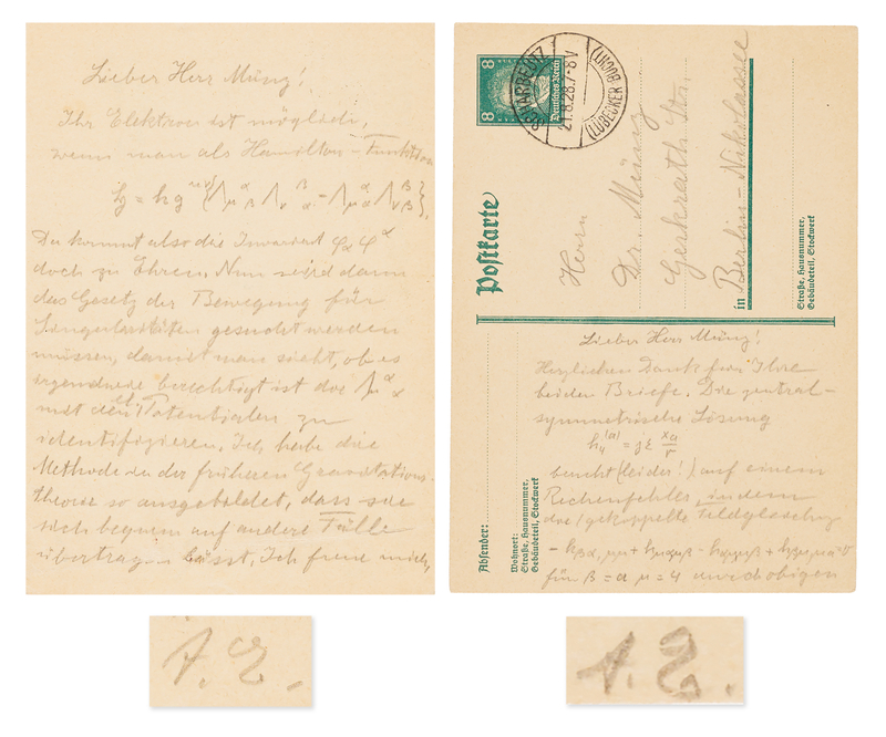 Lot 215 Albert Einstein (2) Autograph Letters Signed on His Unified Field Theory Collaboration: 