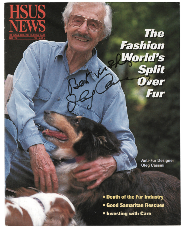 Lot 275 Oleg Cassini Signed Magazine - HSUS News