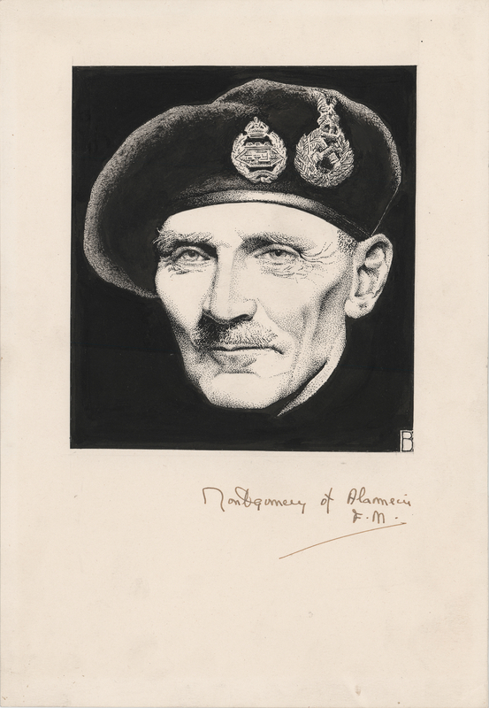 Lot 246 Montgomery of Alamein Signed Portrait Sketch