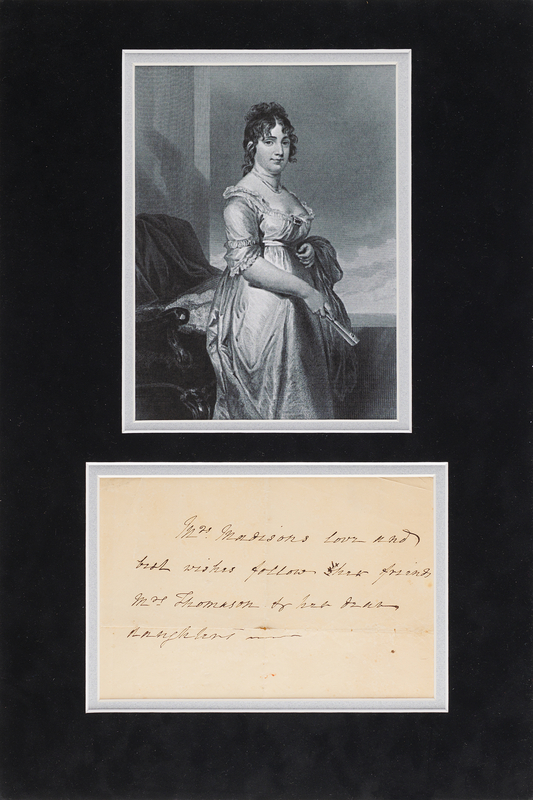 Lot 7 Dolley Madison Third-Person Autograph Note Signed